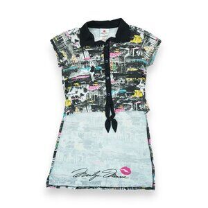 Marilyn Monroe Polo Shirt Size 16 (Fit XS) All Over Print Snap Front